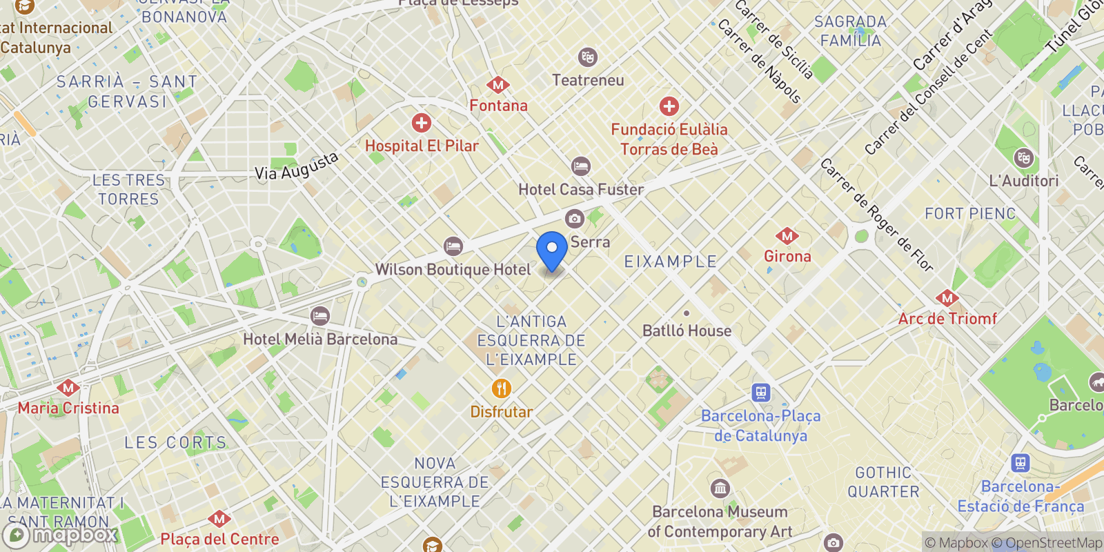 Map showing Eixample, Barcelona, Spain.