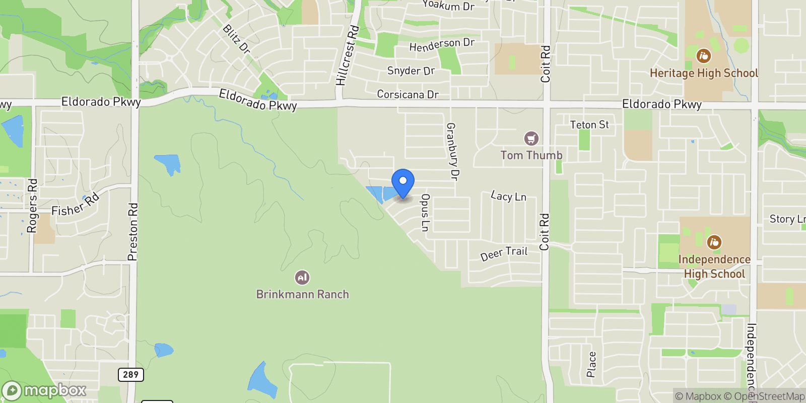 Map showing 11471 Mouser, Frisco, TX 75035, Frisco, Texas, United States.