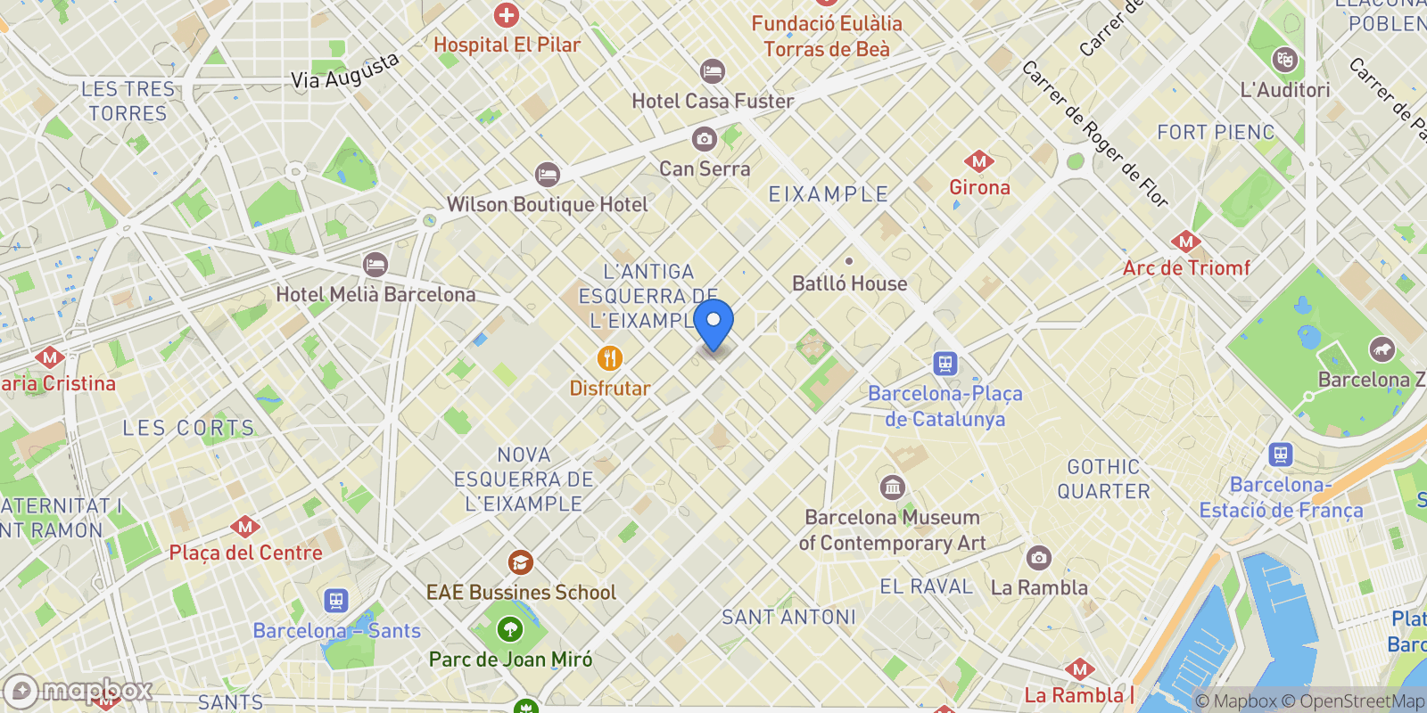 Map showing Eixample, Barcelona, Spain.