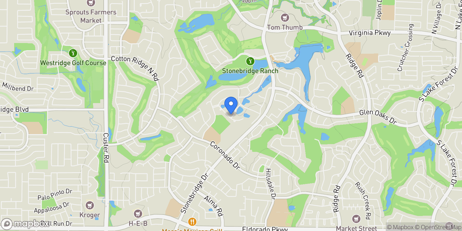 Map showing 1307 Silverlake Road, McKinney, TX 75072, McKinney, Texas, United States.