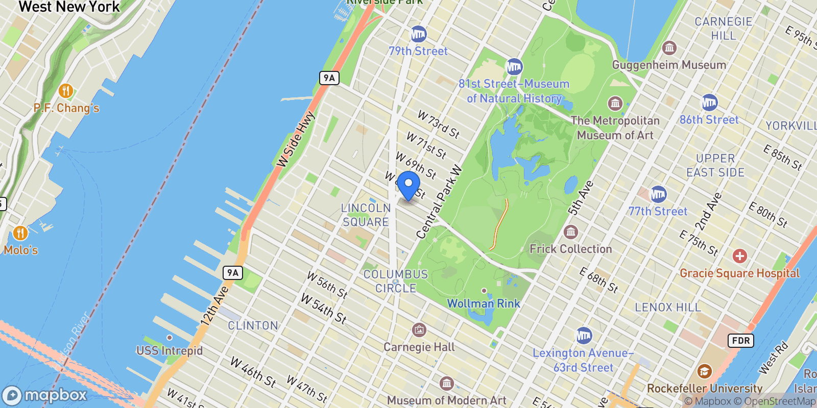 Map showing 50 WEST 66TH STREET, 50 W 66TH ST, New York, New York, United States.
