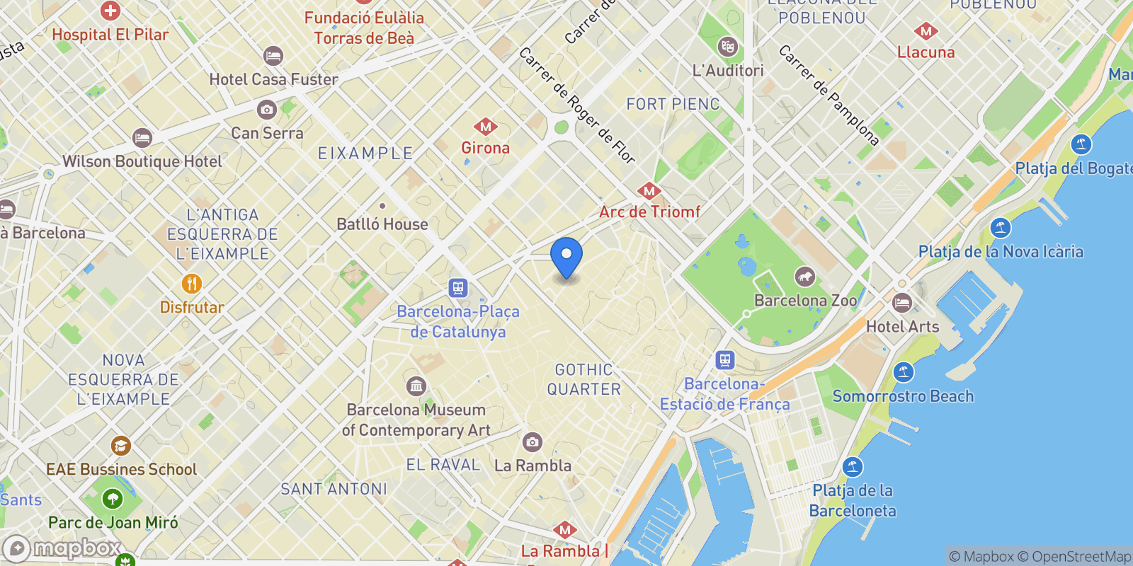 Map showing Ciutat Vella, Barcelona, Spain.