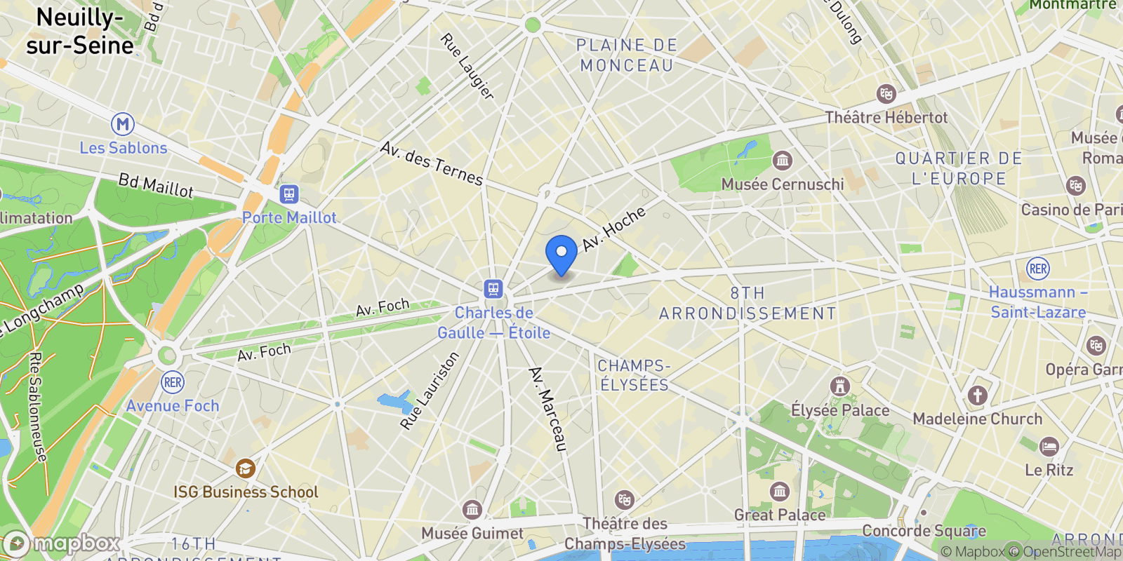Map showing Paris, Île-de-France, France.