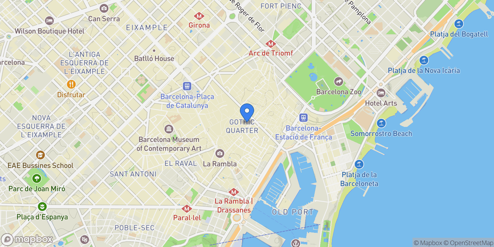 Map showing Ciutat Vella, Barcelona, Spain.