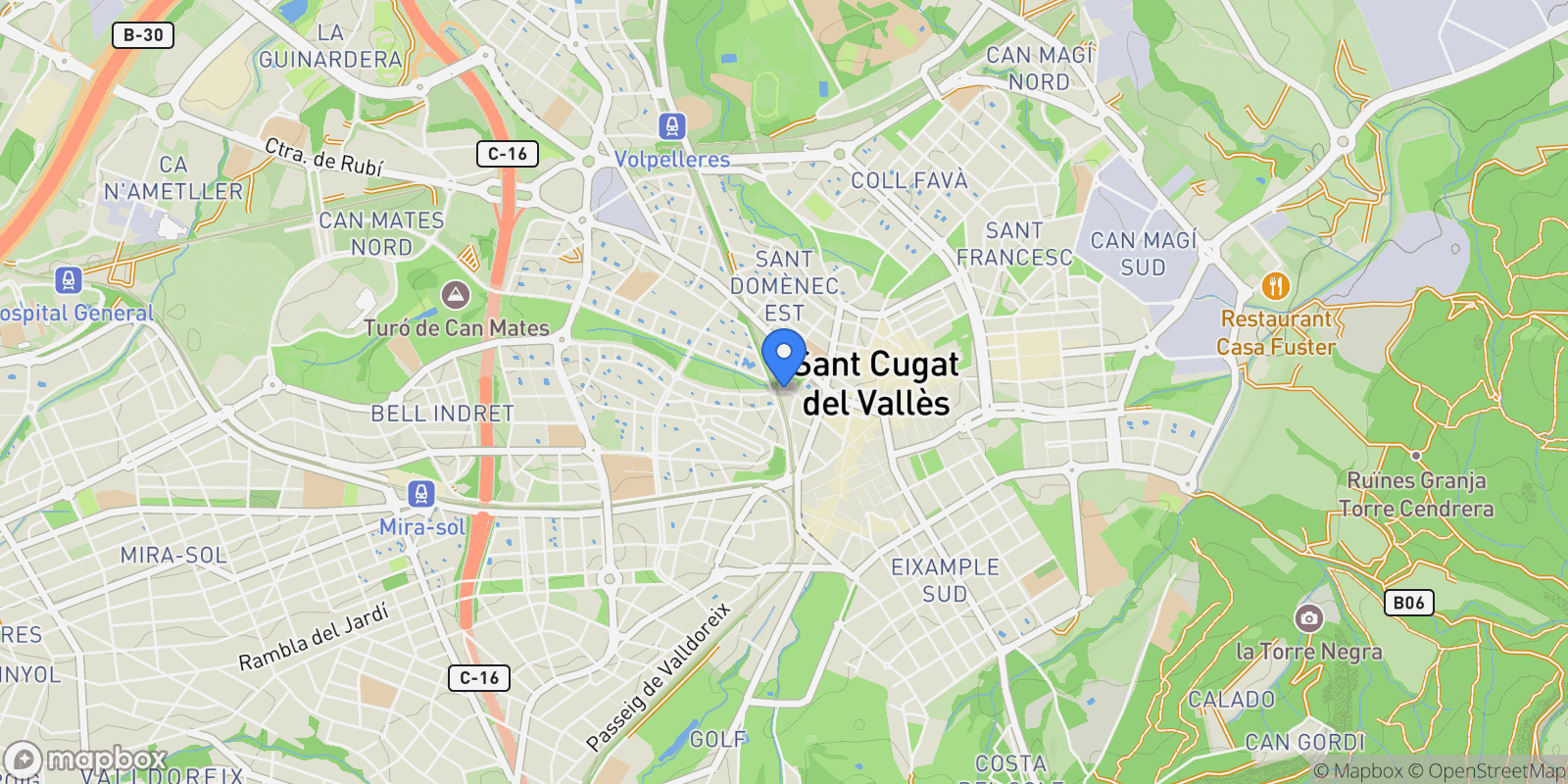 Map showing Sant Cugat del Valles, Catalonia, Spain.