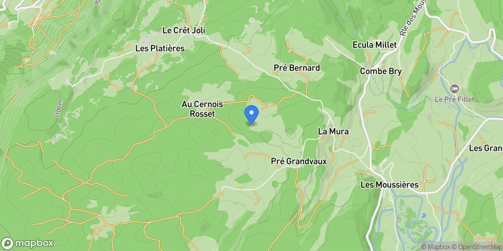 Map showing Les Moussières, Bourgogne-Franche-Comté, France.