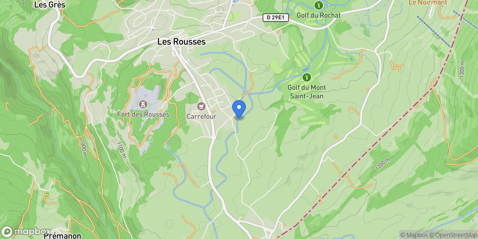 Map showing Les Rousses, Bourgogne-Franche-Comté, France.
