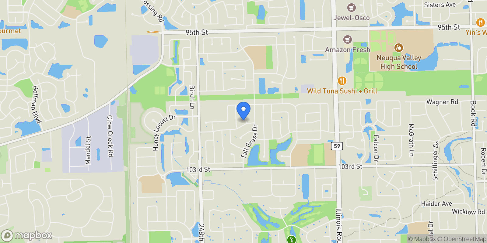 Map showing 3423 Sunnyside Court, Naperville, IL 60564, Naperville, Illinois, United States.