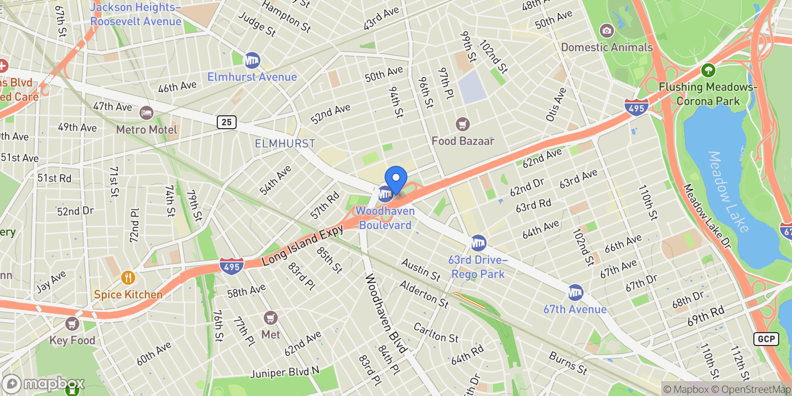 Map showing -29 QUEENS BOULEVARD, New York, New York, United States.