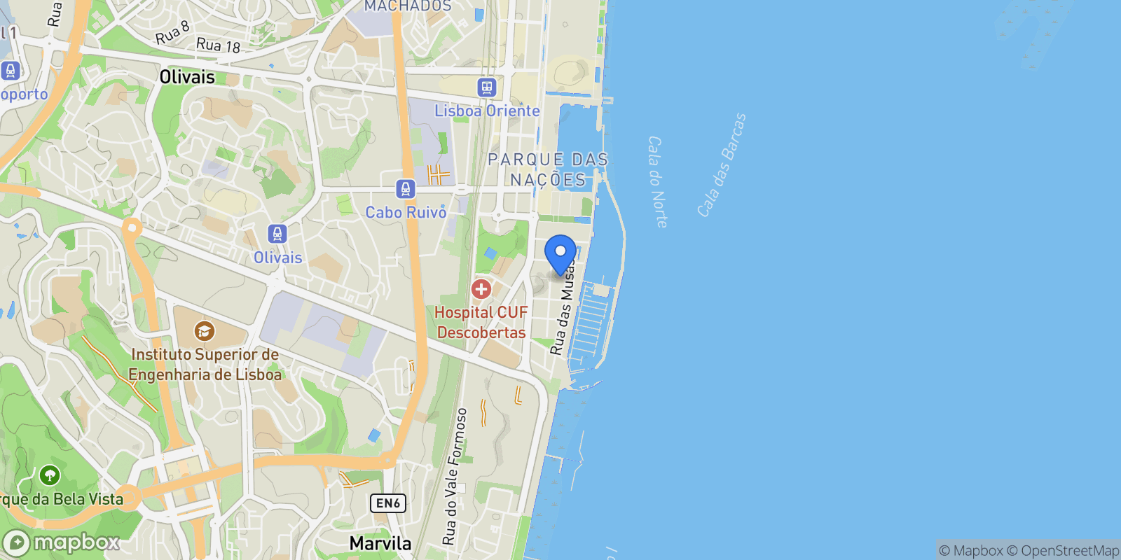 Map showing Lisboa, Parque das Nacoes, Lisbon, Portugal.