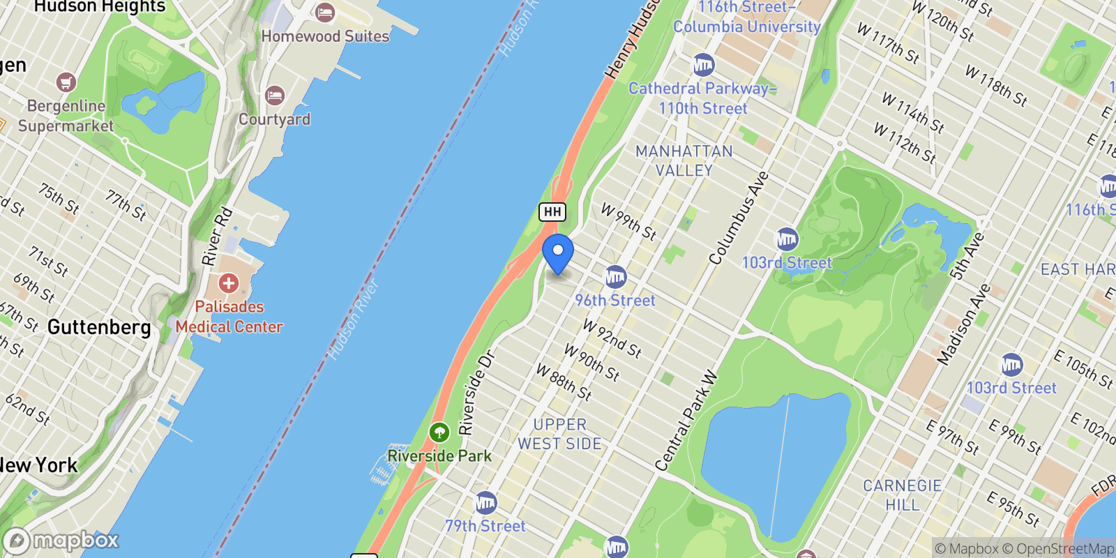 Map showing VANCOUVER, 314 W 94TH ST, New York, New York, United States.