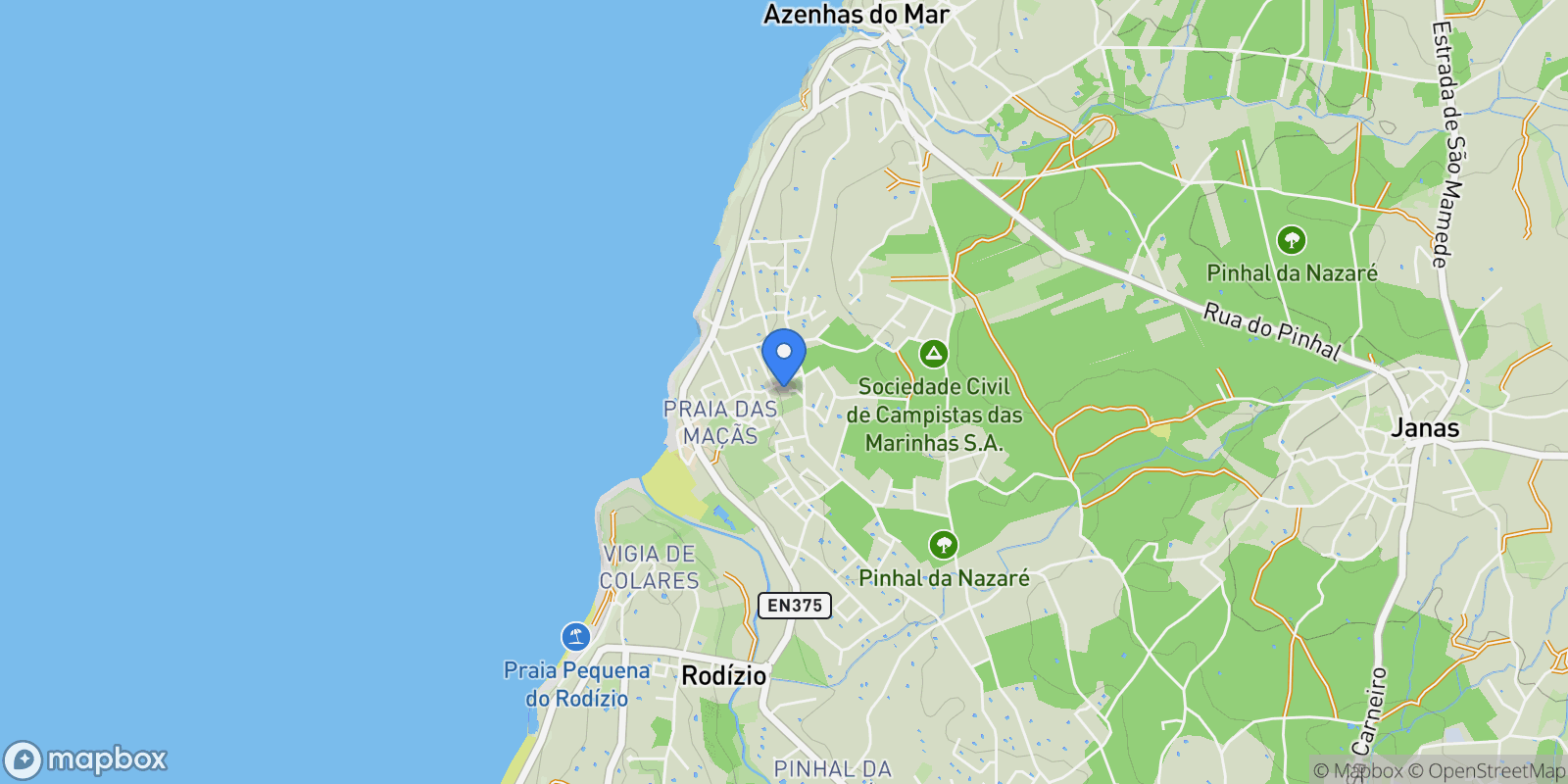 Map showing Praia das Maçãs, Lisboa, Colares, Lisbon, Portugal.