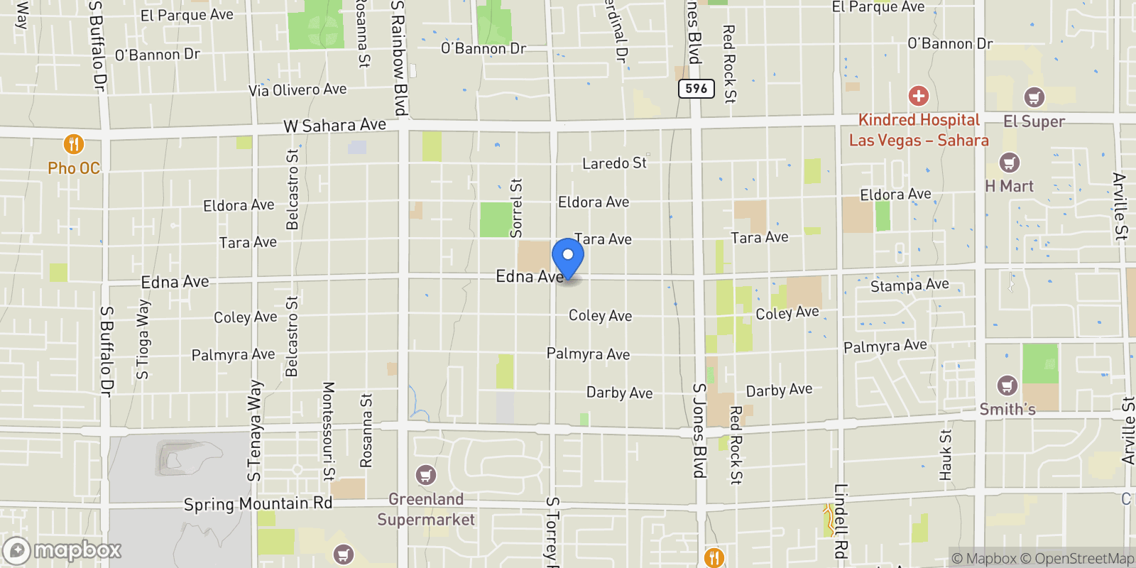Map showing 6465 Edna Avenue, Las Vegas, Nevada, United States.