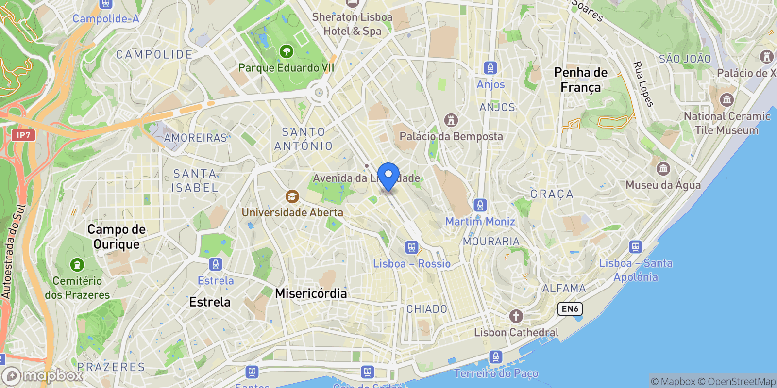 Map showing Avenida da Liberdade (São José), Lisboa, Santo Antonio, Lisbon, Portugal.