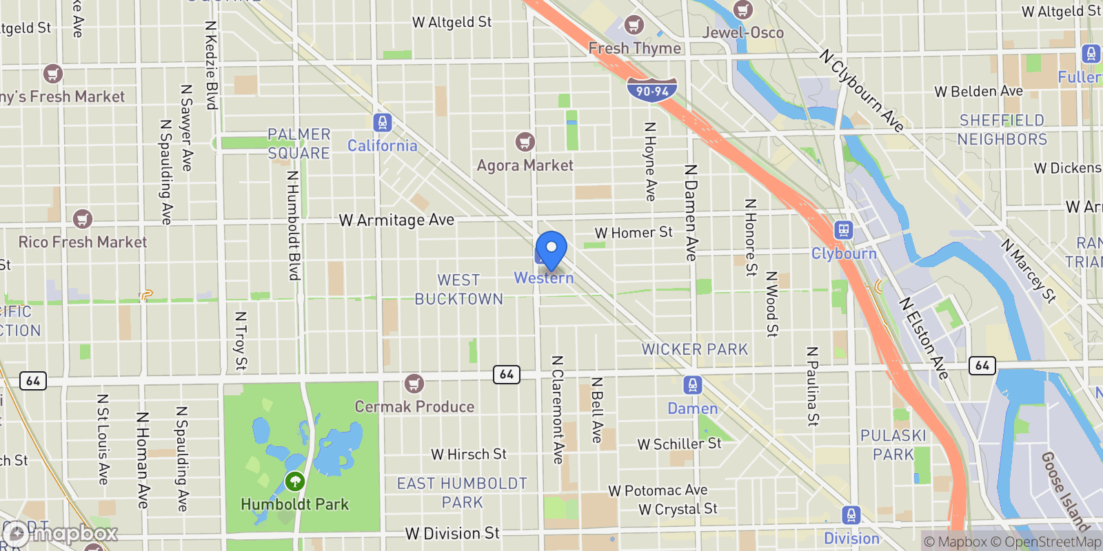 Map showing 2340 W Moffat Street, Chicago, IL 60647, Chicago, Illinois, United States.
