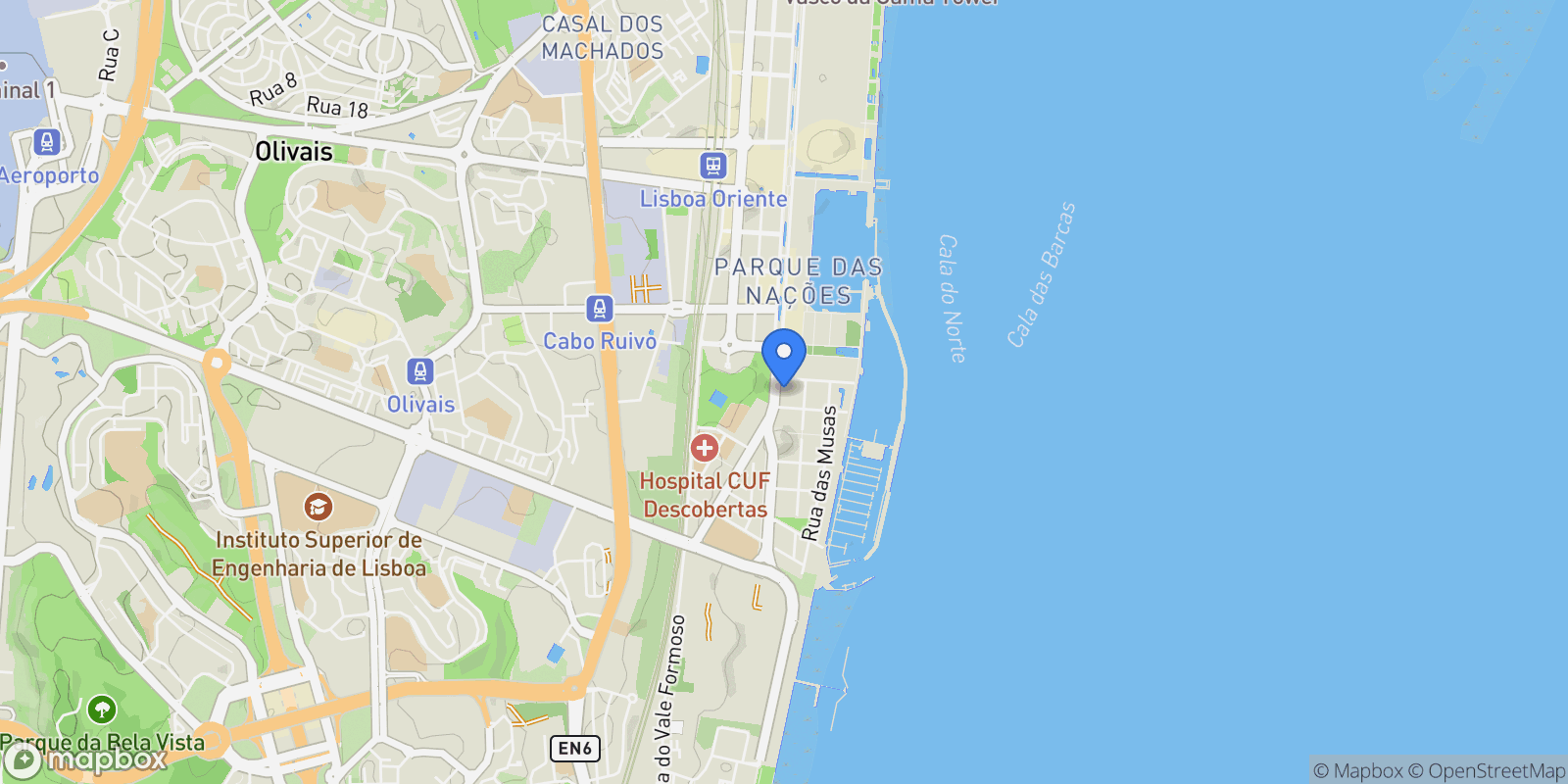Map showing Parque das Nações, Lisboa, Parque das Nacoes, Lisbon, Portugal.