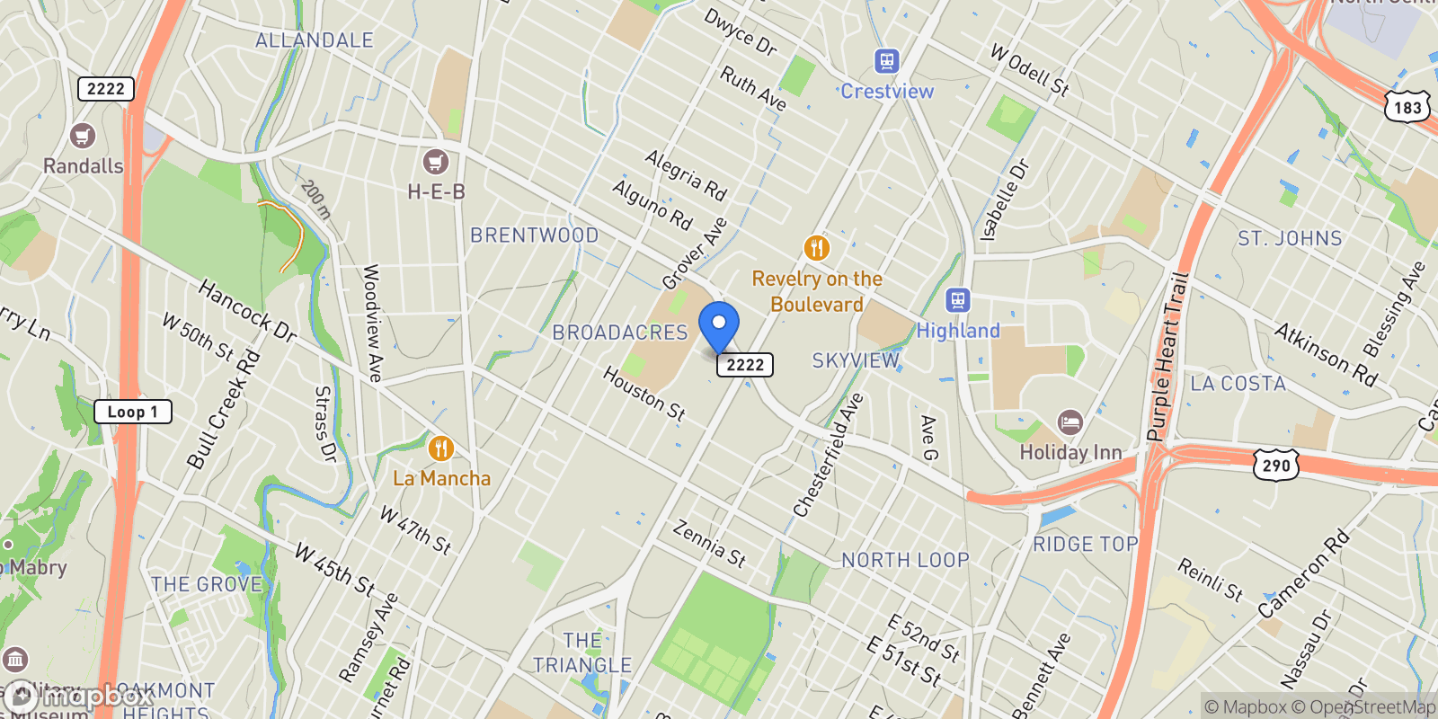 Map showing 818 Stark ST A, Austin, Texas, United States.