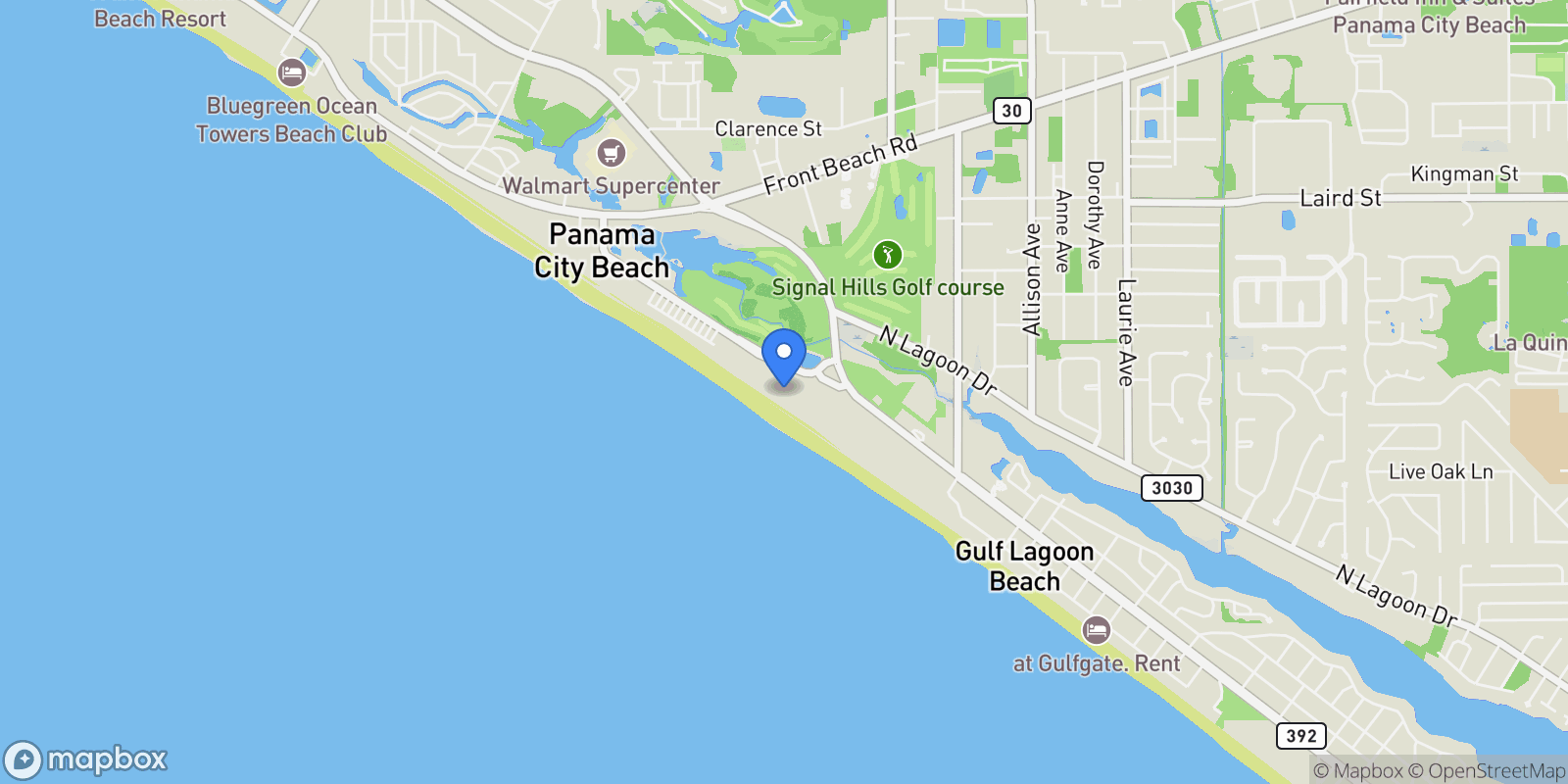 Map showing 9450 S Thomas Drive #701A, Panama City, FL 32408, Panama City Beach, Florida, United States.