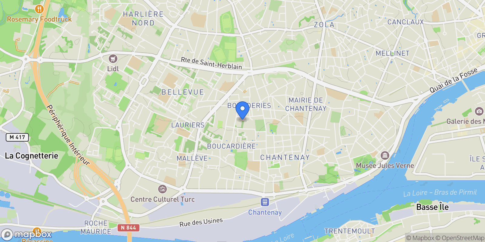 Map showing Nantes, Pays de la Loire, France.