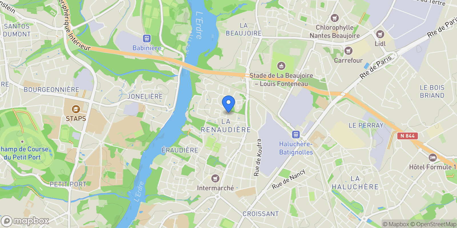 Map showing Nantes, Pays de la Loire, France.