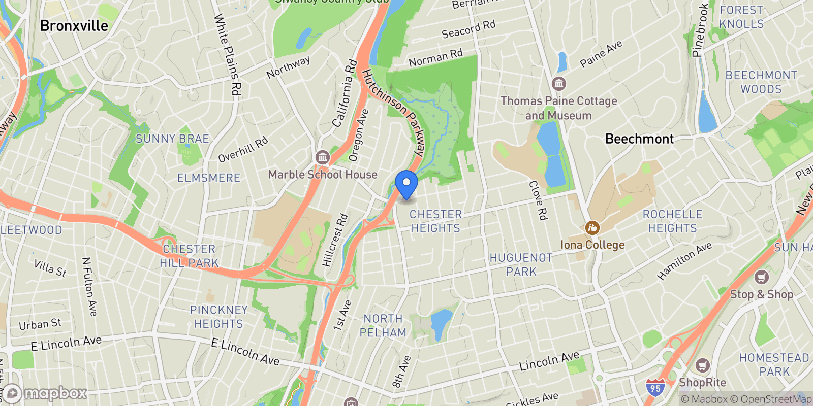 Map showing 124 Robins #124, New Rochelle, New York, United States.