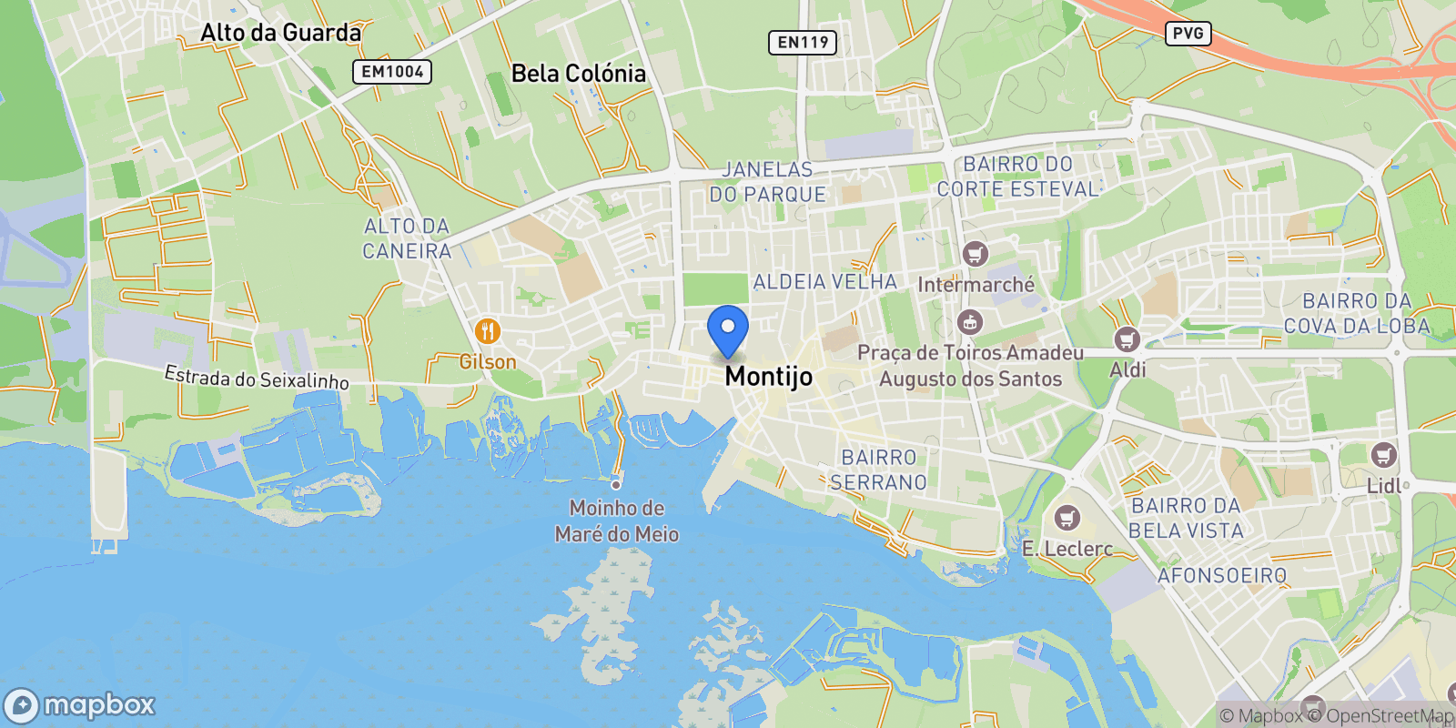 Map showing Setúbal, Montijo e Afonsoeiro, Setubal, Portugal.
