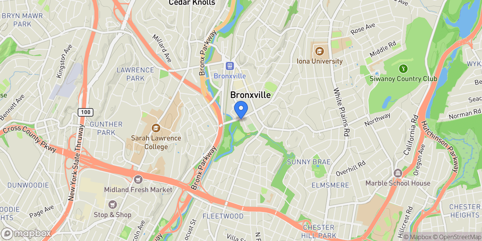 Map showing 3 Alden Place #1A, Bronxville, New York, United States.