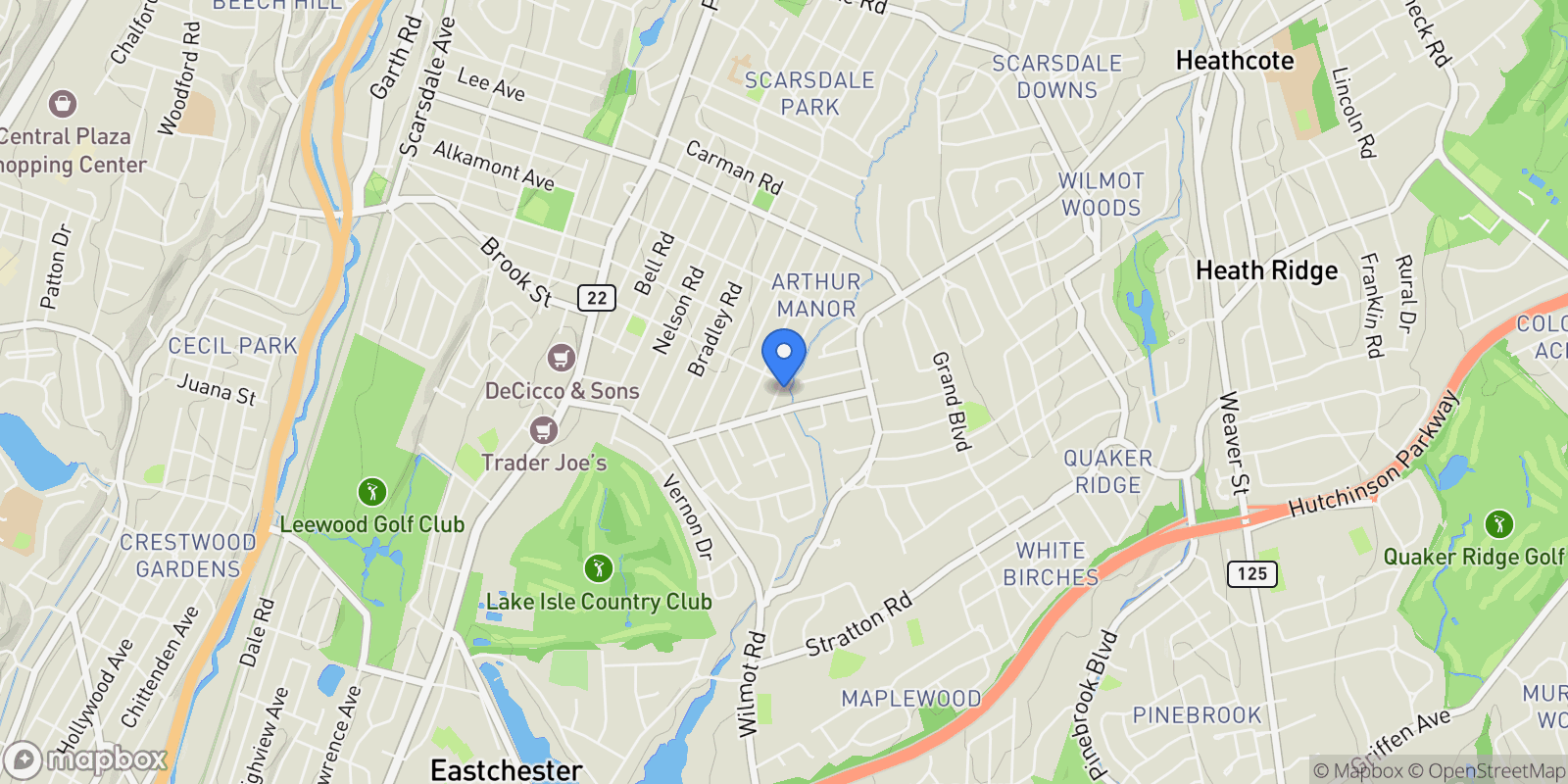 Map showing 100 Clarence Road, Scarsdale, New York, United States.