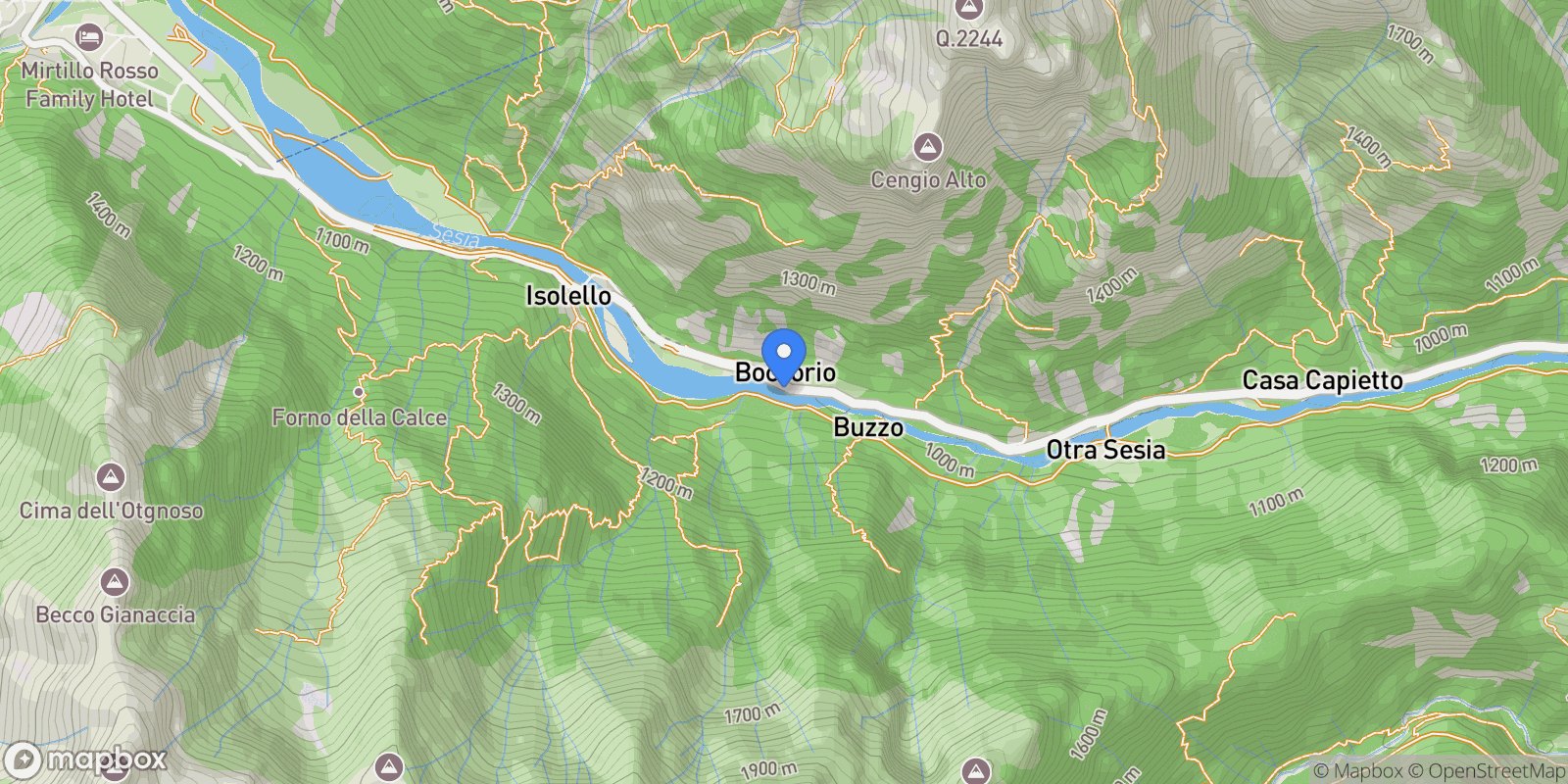 Map showing frazione Boccorio 15/A, Riva Valdobbia, Piedmont, Italy.