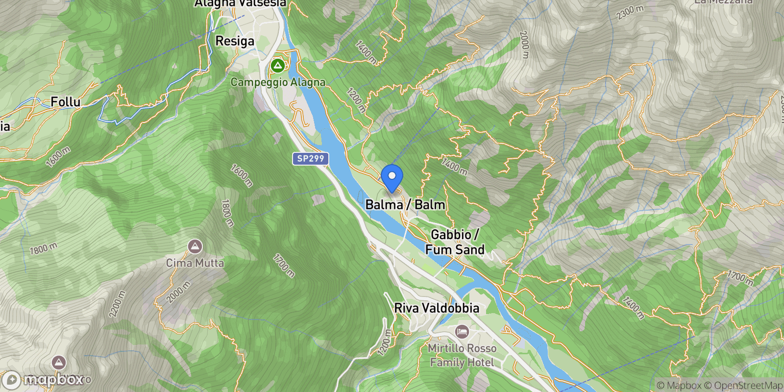 Map showing frazione Balma, Gabbio, Piedmont, Italy.