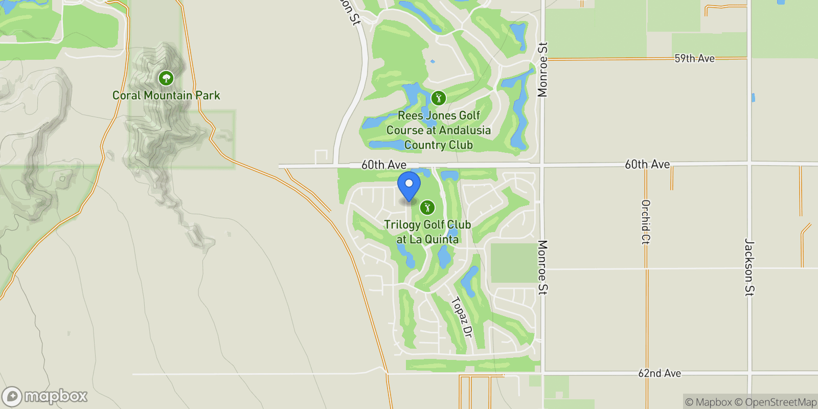Map showing 60310 Desert Rose Drive, La Quinta, CA 92253, La Quinta, California, United States.