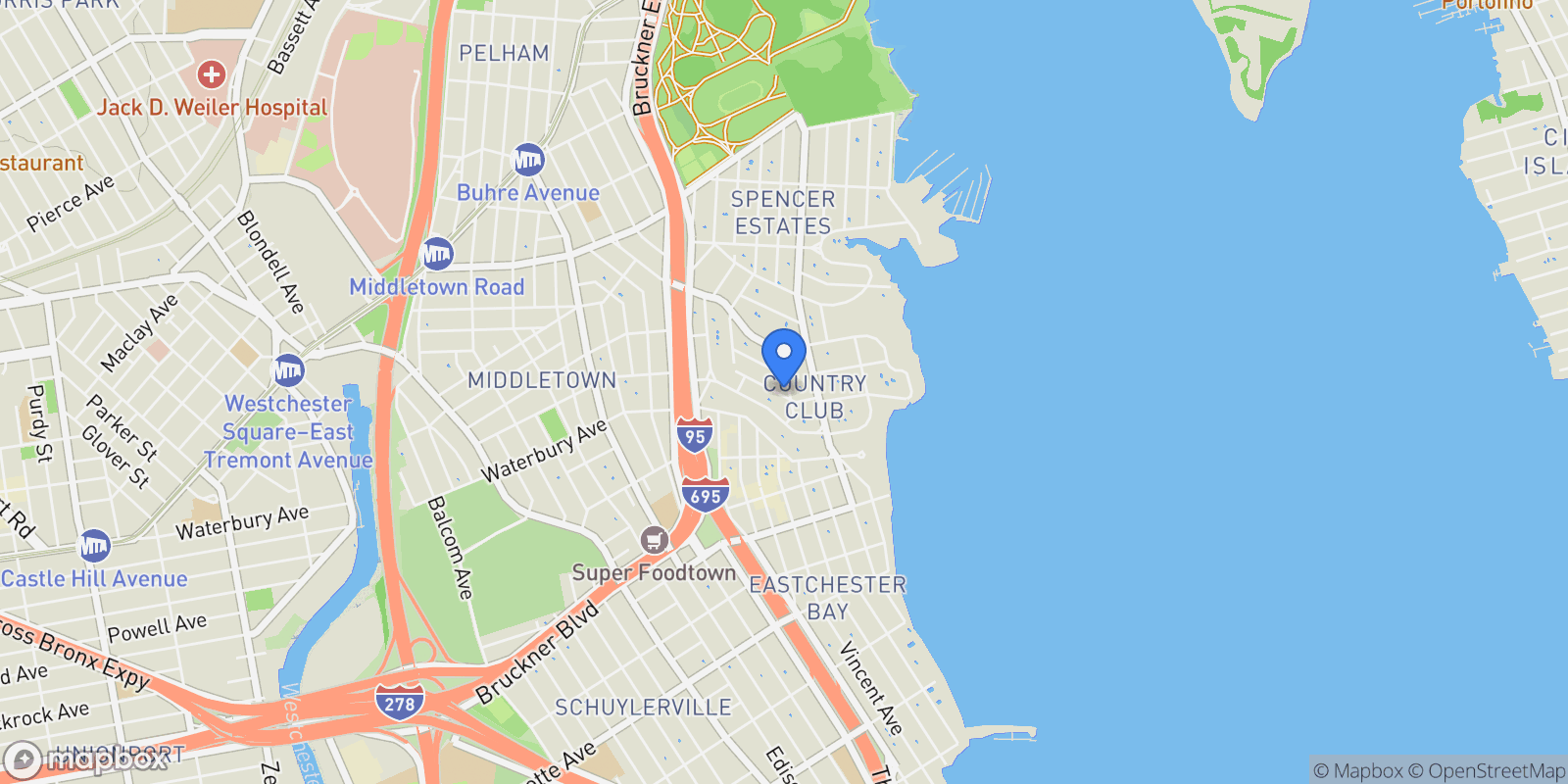 Map showing 3203 Parsifal Place, New York, New York, United States.