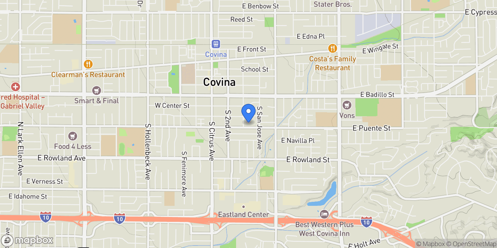 Map showing 331 E Puente, Covina, CA 91723, Covina, California, United States.
