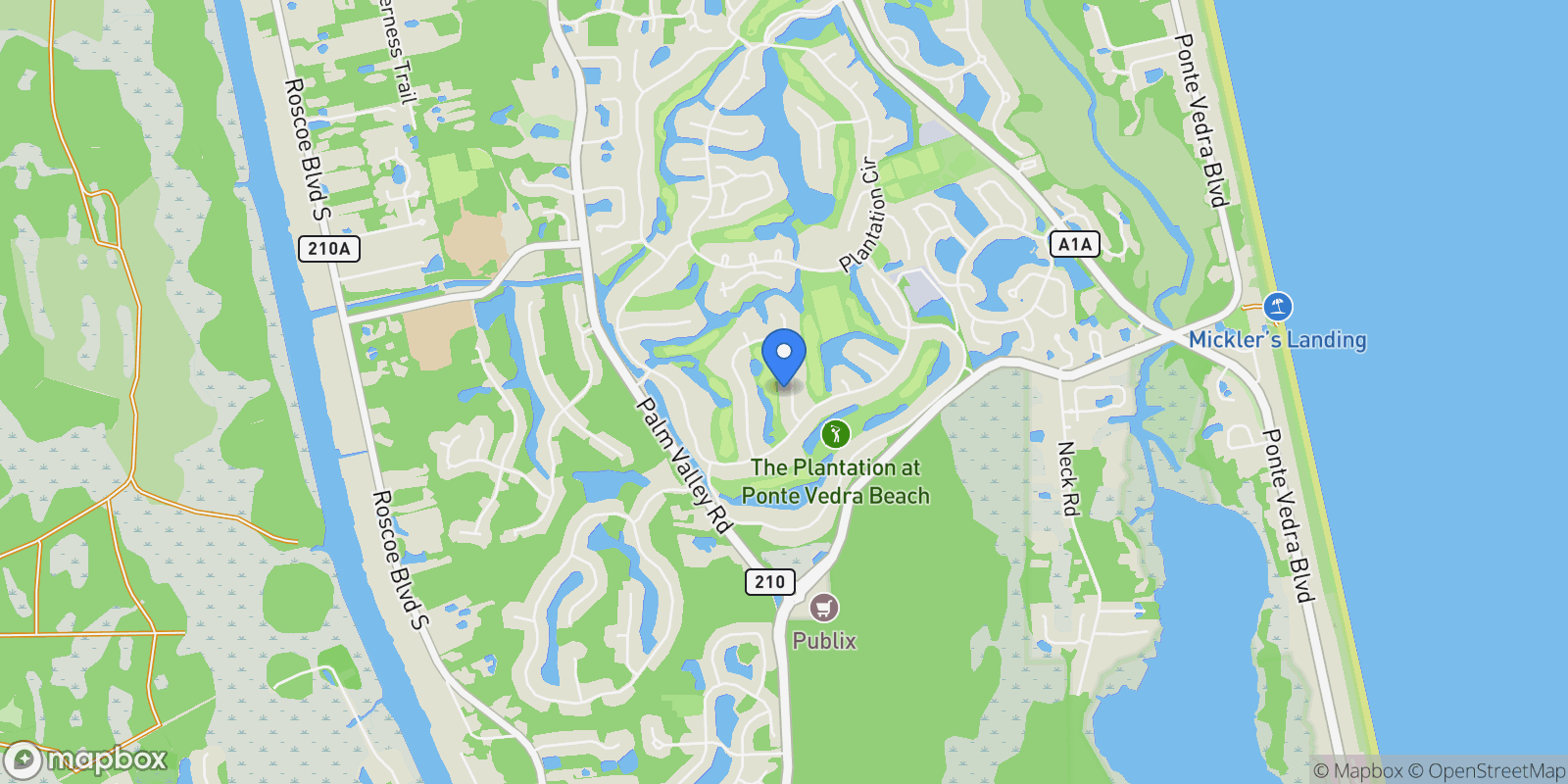Map showing 192 Twelve Oaks Lane , Ponte Vedra Beach, FL 32082, Ponte Vedra Beach, Florida, United States.