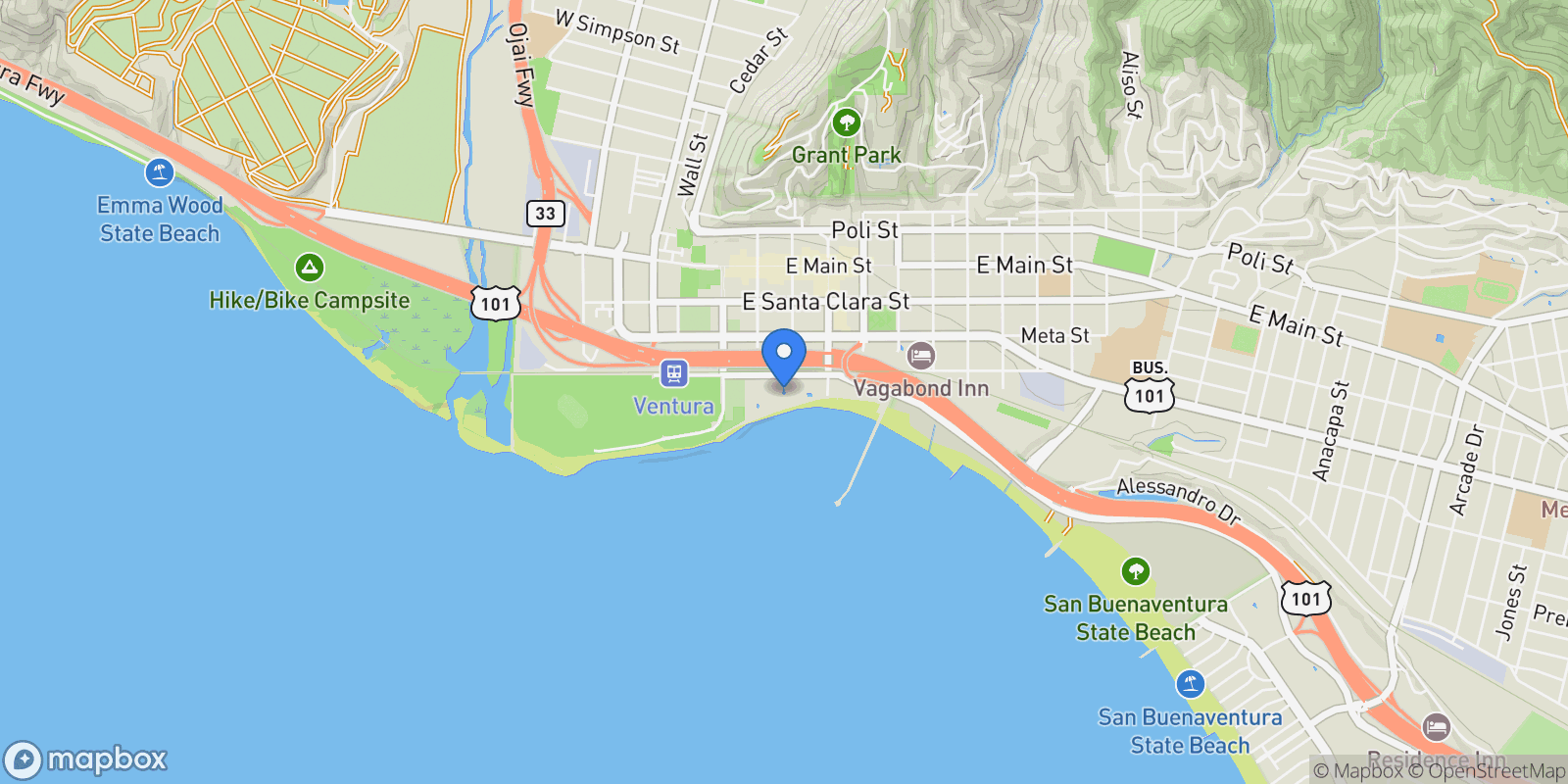 Map showing 350 Paseo De Playa, Ventura, CA 93001, Ventura, California, United States.