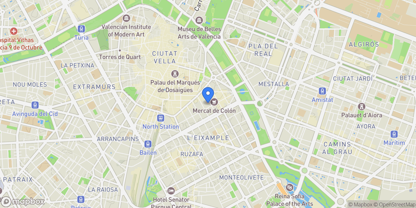 Map showing Sant Francesc, Valencia, VALENCIA, Valencia, l'Eixample, Valencia, Spain.
