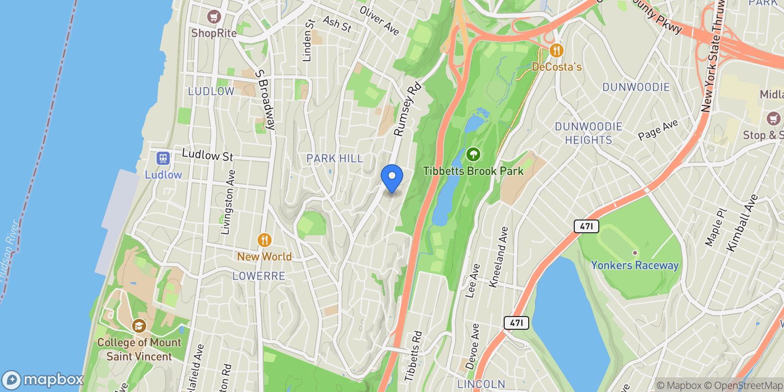 Map showing 85 Aka 87 Lefferts Road, Yonkers, New York, United States.