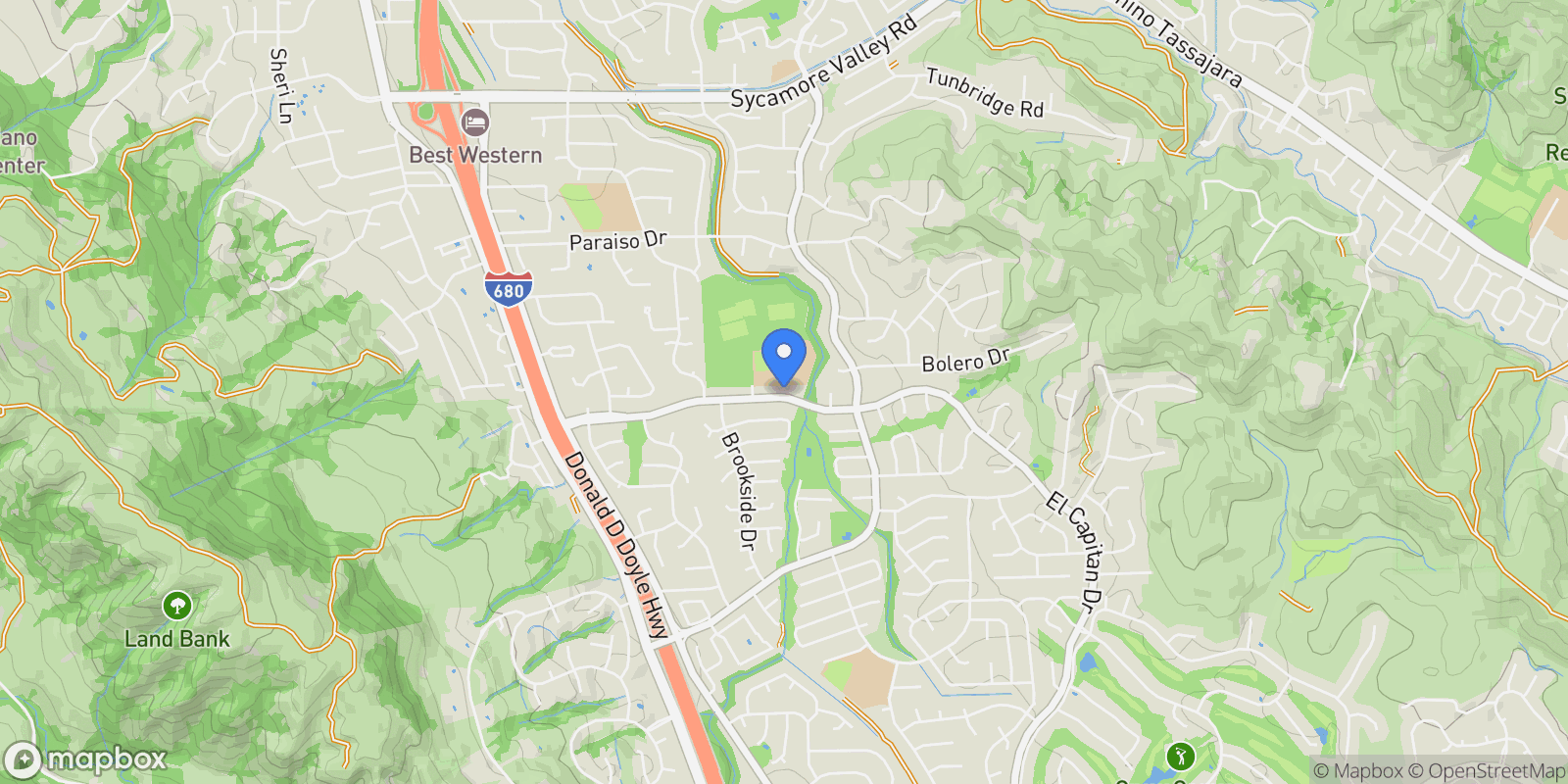 Map showing 587 El Capitan Dr, Danville, California, United States.