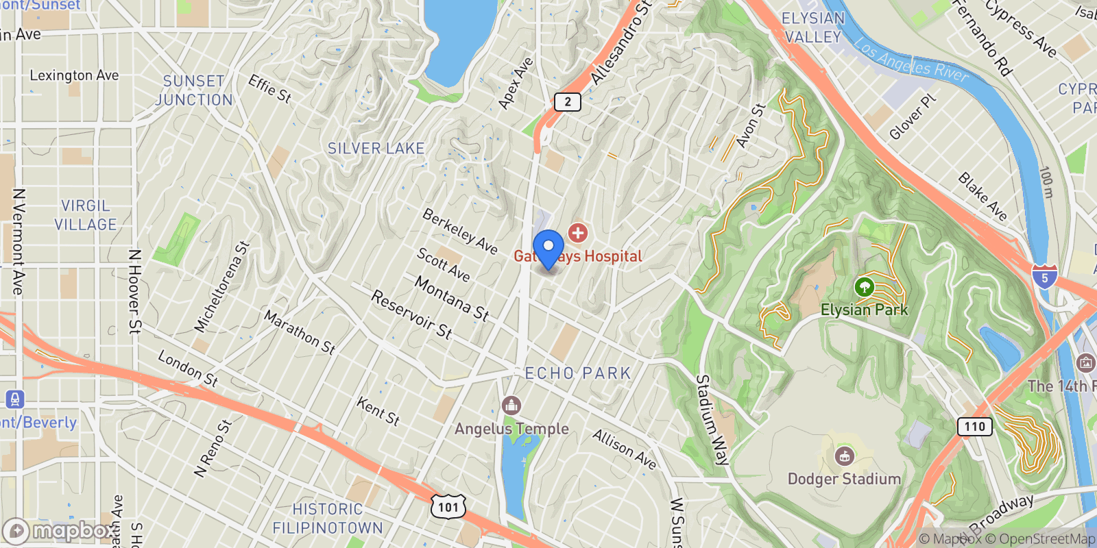 Map showing 1925 Berkeley, Echo Park, CA 90026, Los Angeles, California, United States.