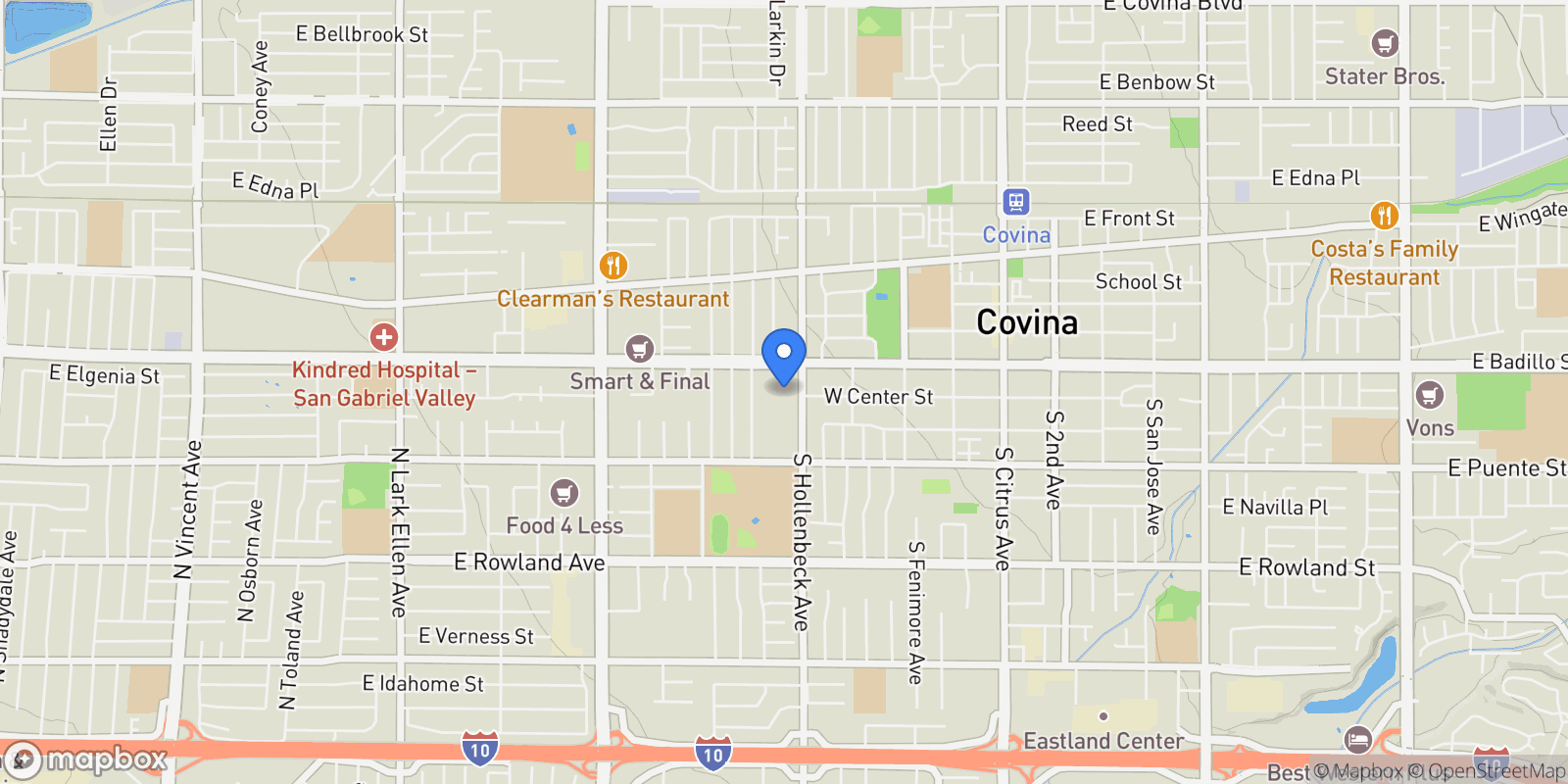 Map showing 123 S Hollenbeck Avenue, Covina, CA 91723, Covina, California, United States.