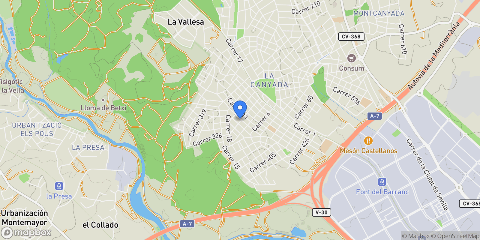 Map showing La Cañada, Paterna, VALENCIA, Paterna, la Canyada, Paterna, Valencian Community.