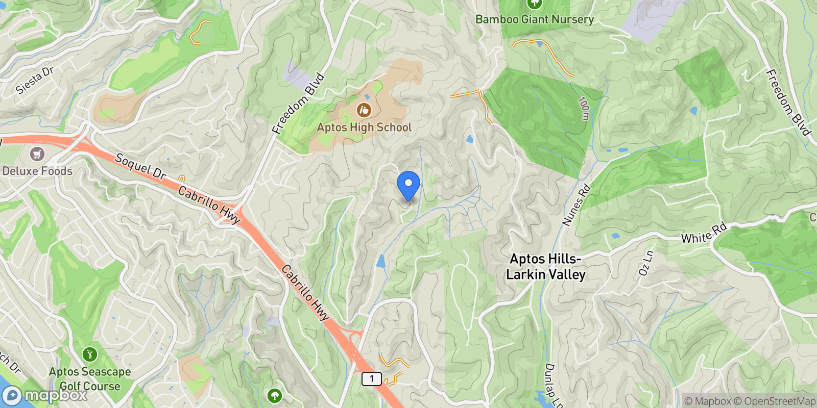 Map showing 365 Race Horse Lane, Watsonville, California, United States.