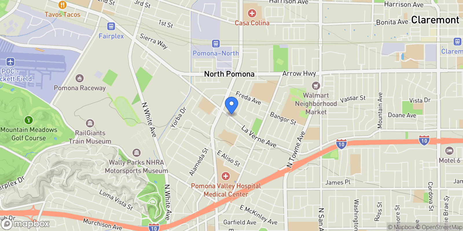 Map showing 159 E La Verne, Pomona, CA 91767, Pomona, California, United States.