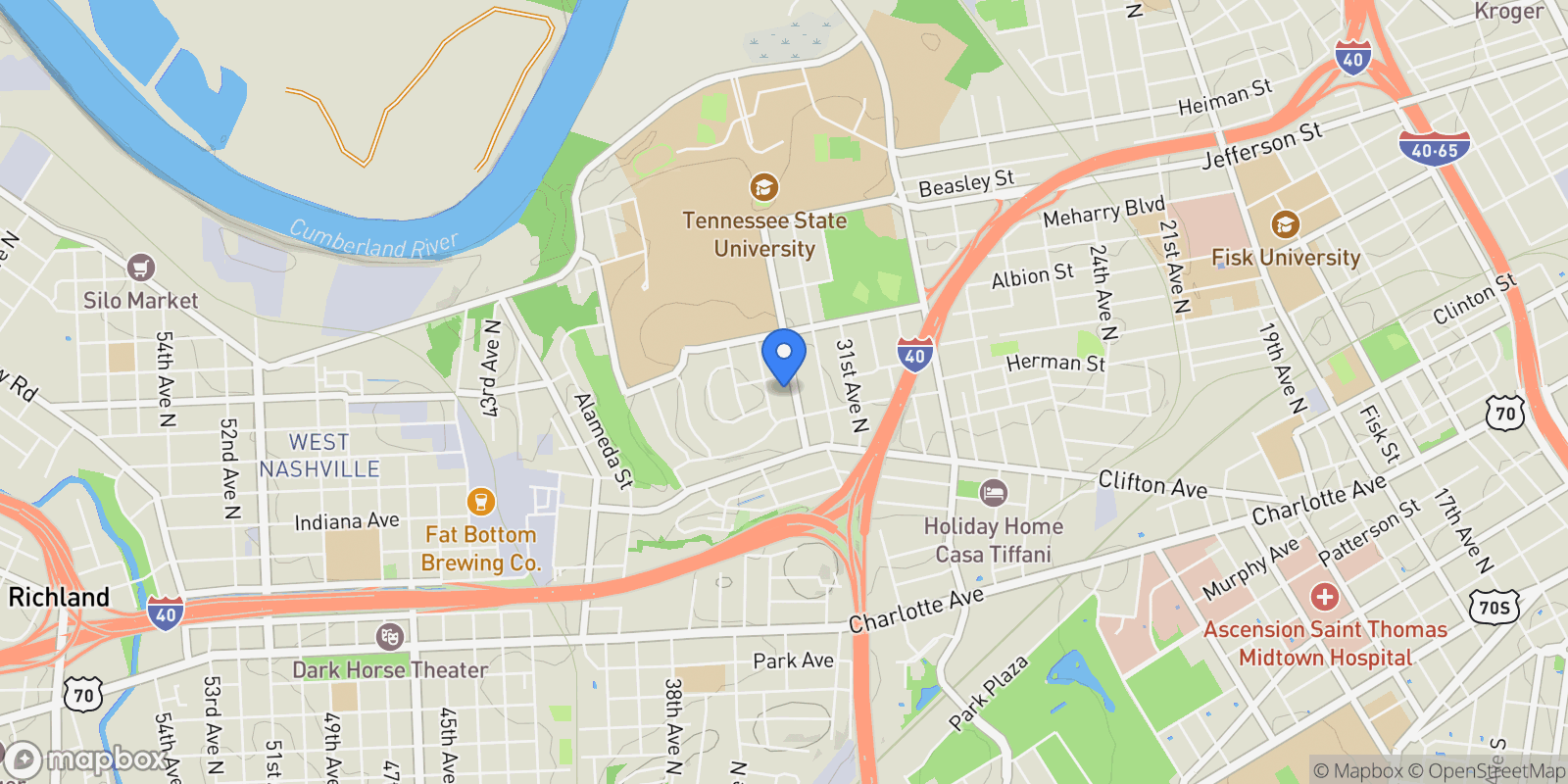 Map showing 915A 33rd Ave N, Nashville, Tennessee, United States.