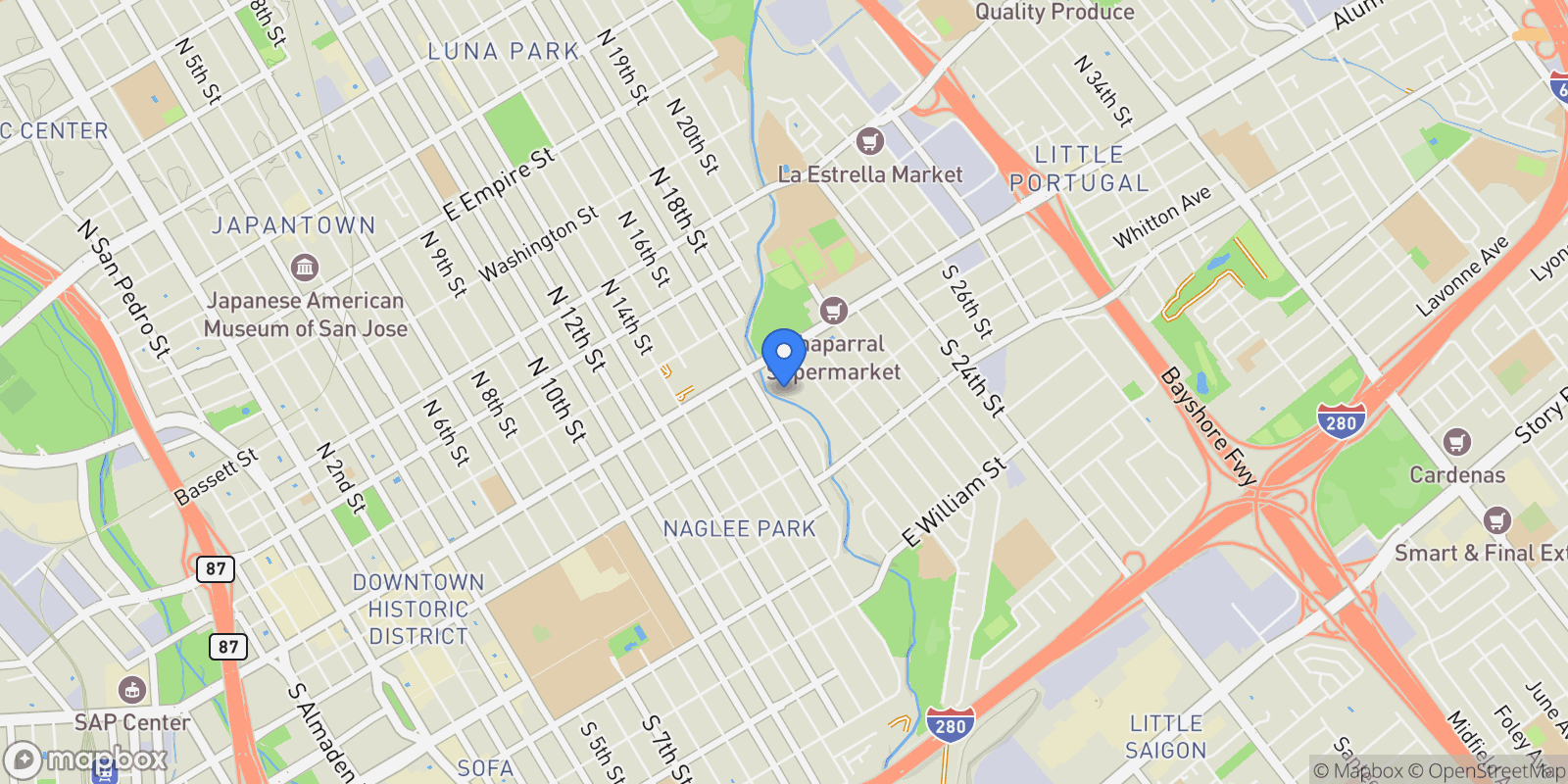 Map showing 850 Calhoun Street, San Jose, California, United States.