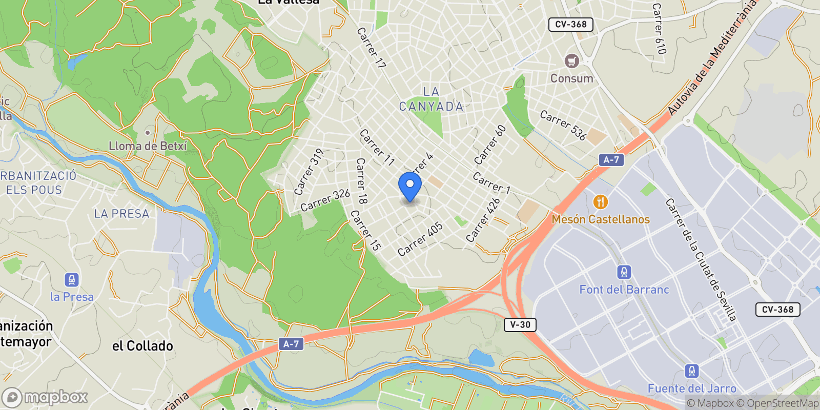 Map showing La Cañada, Paterna, VALENCIA, Paterna, la Canyada, Paterna, Valencian Community.