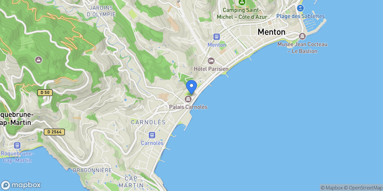 Map showing Menton, Provence-Alpes-Côte d'Azur, France.