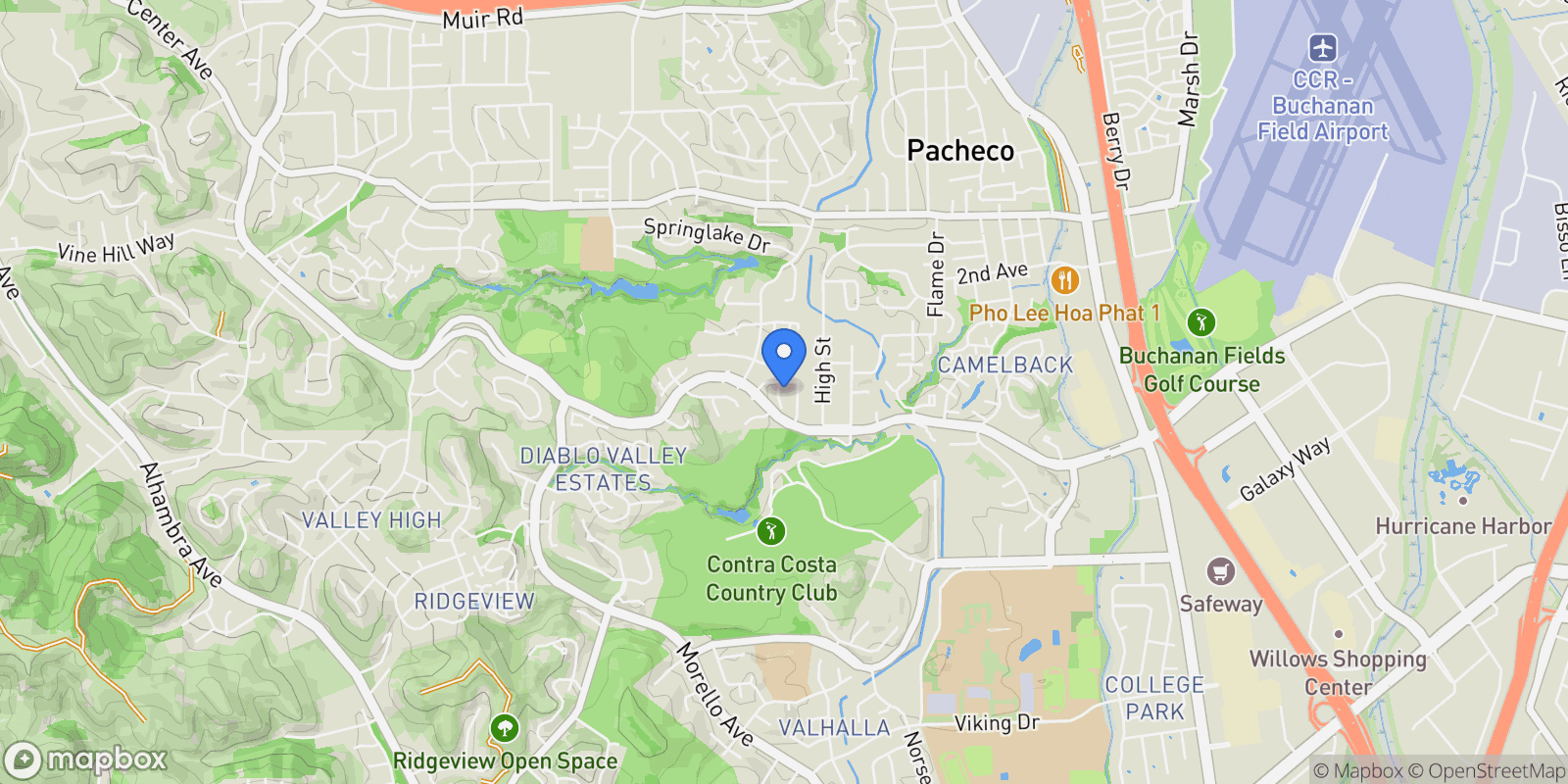 Map showing 319 Oak Glen Ct, Martinez, California, United States.
