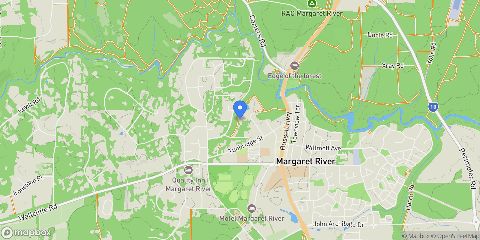 Map showing 17 Treeside Lane Margaret River, Perth, WA 6285, Margaret River, Western Australia, Australia.