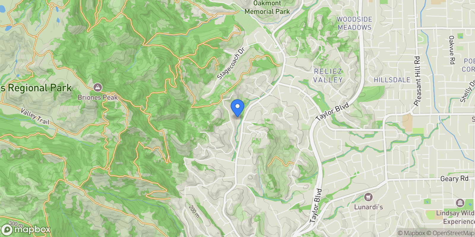 Map showing 1751 Reliez Valley Road, Lafayette, California, United States.